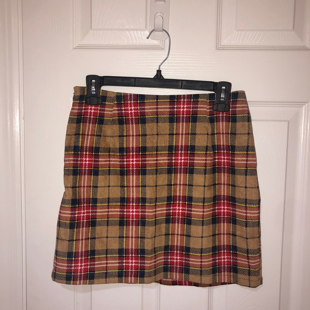 Shein zip up plaid cord skirt